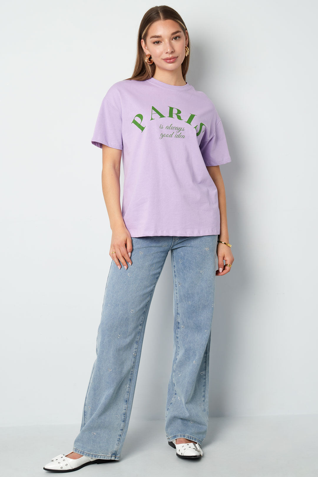 Baumwolle Gewebte Damen Gerade Jeans Herz Stickerei Casual