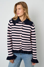 Gestrickte Polyesterfaser Damen-Cardigan Casual Streifen