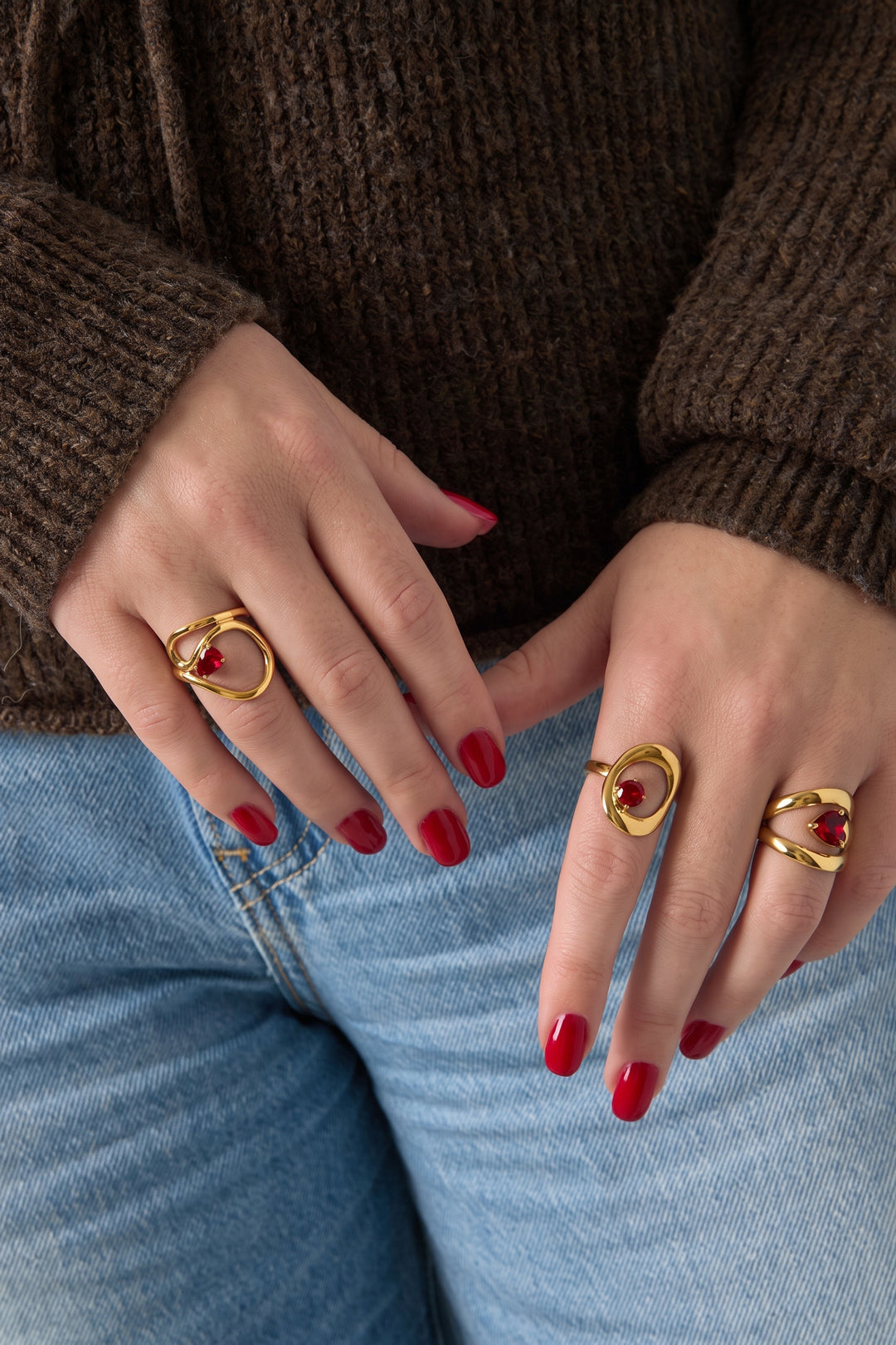 Statement-Ringe aus Edelstahl, unregelmäßige Form, lässig-schlichte Serie, Damenschmuck