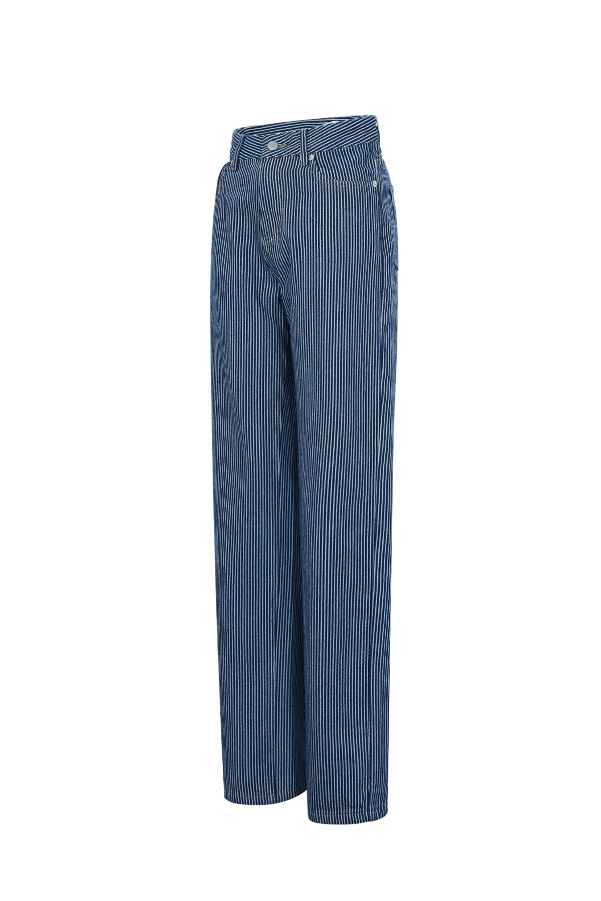 Gewebte Baumwolle Damen Gerade Hose Casual Streifen