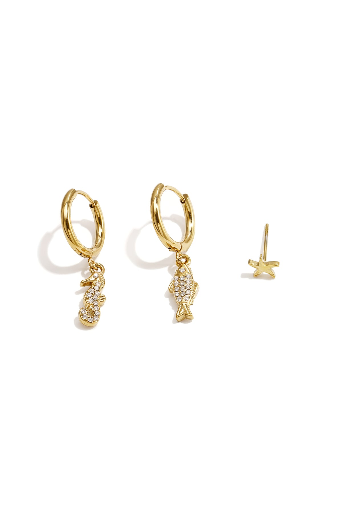 Ohrring-Sets aus Edelstahl, Fisch-Design, schlichte Alltagsserie, Damenschmuck