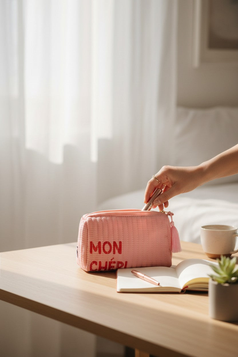 Mon Cheri Kosmetiktasche in Rot und Rosa