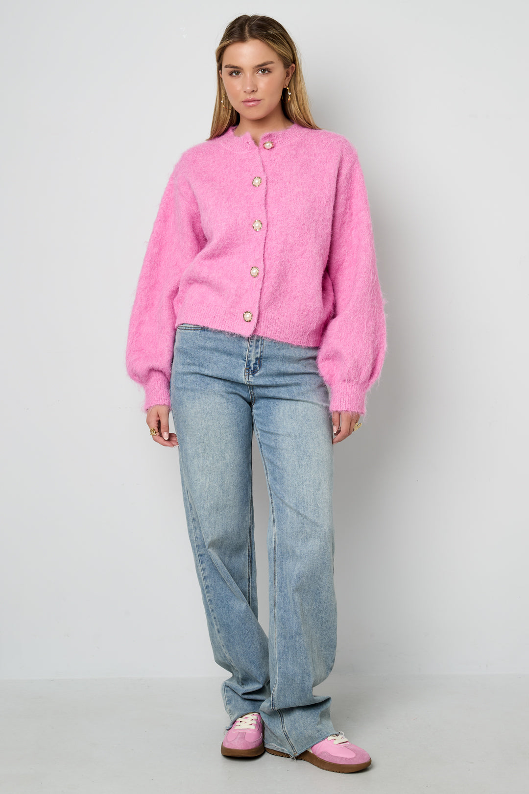 Gestrickte Polyesterfaser Damen Strickjacke Casual Einfarbig