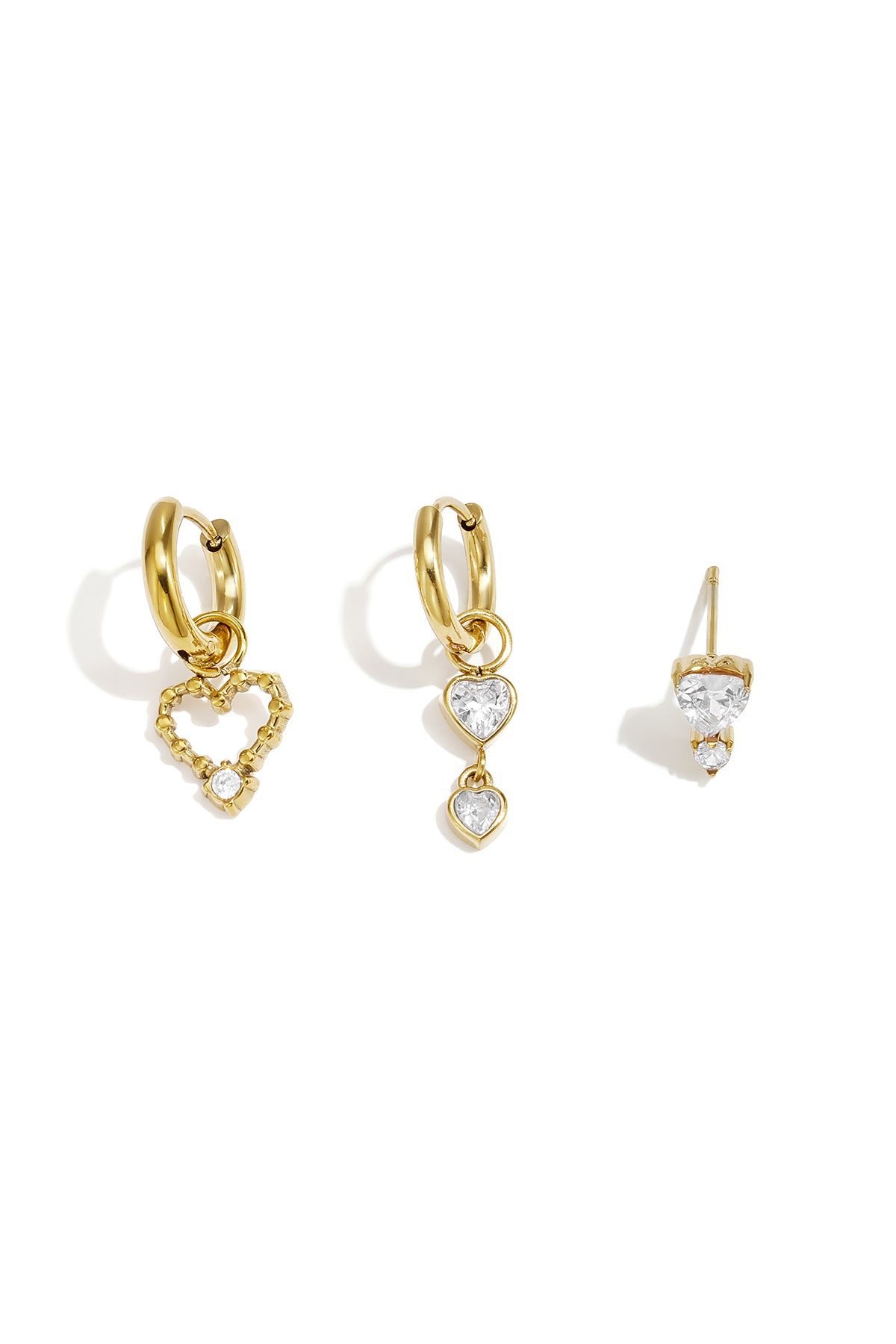 Edelstahl-Ohrring-Sets, Herz, Schlicht, Alltagsschmuck, Serie, Damenschmuck