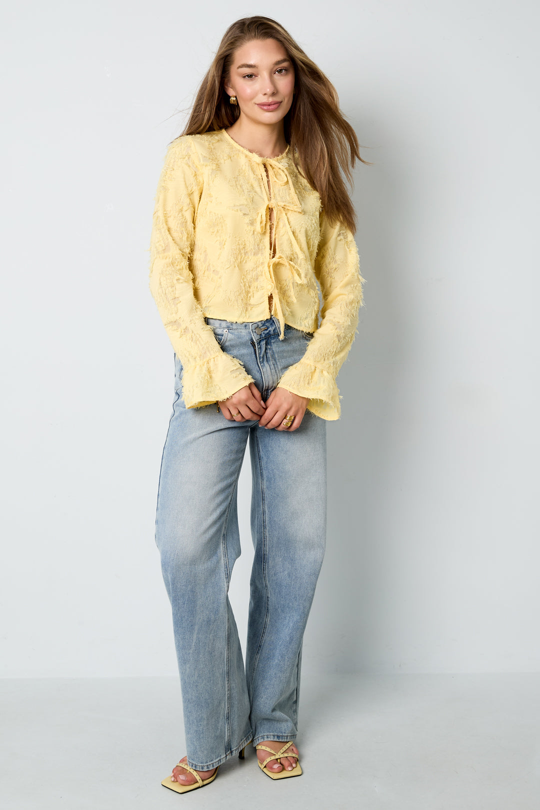 Gewebte Polyesterfasern Damen Langarmshirts Elegantes Einfarbiges Frühling/Sommer