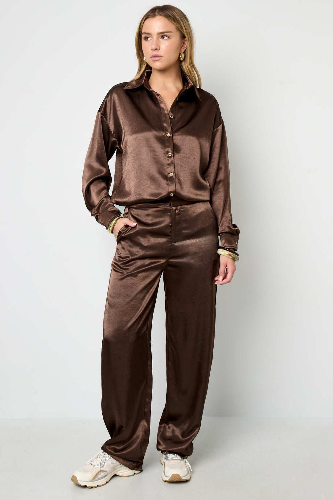 Gewebte Polyesterfasern Damen-Hose Gerade Schnitt Casual Einfarbig Herbst/Winter